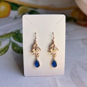 Sapphire Dragon Earrings, Victorian Historical Whimsical Fun Gift Earrings
